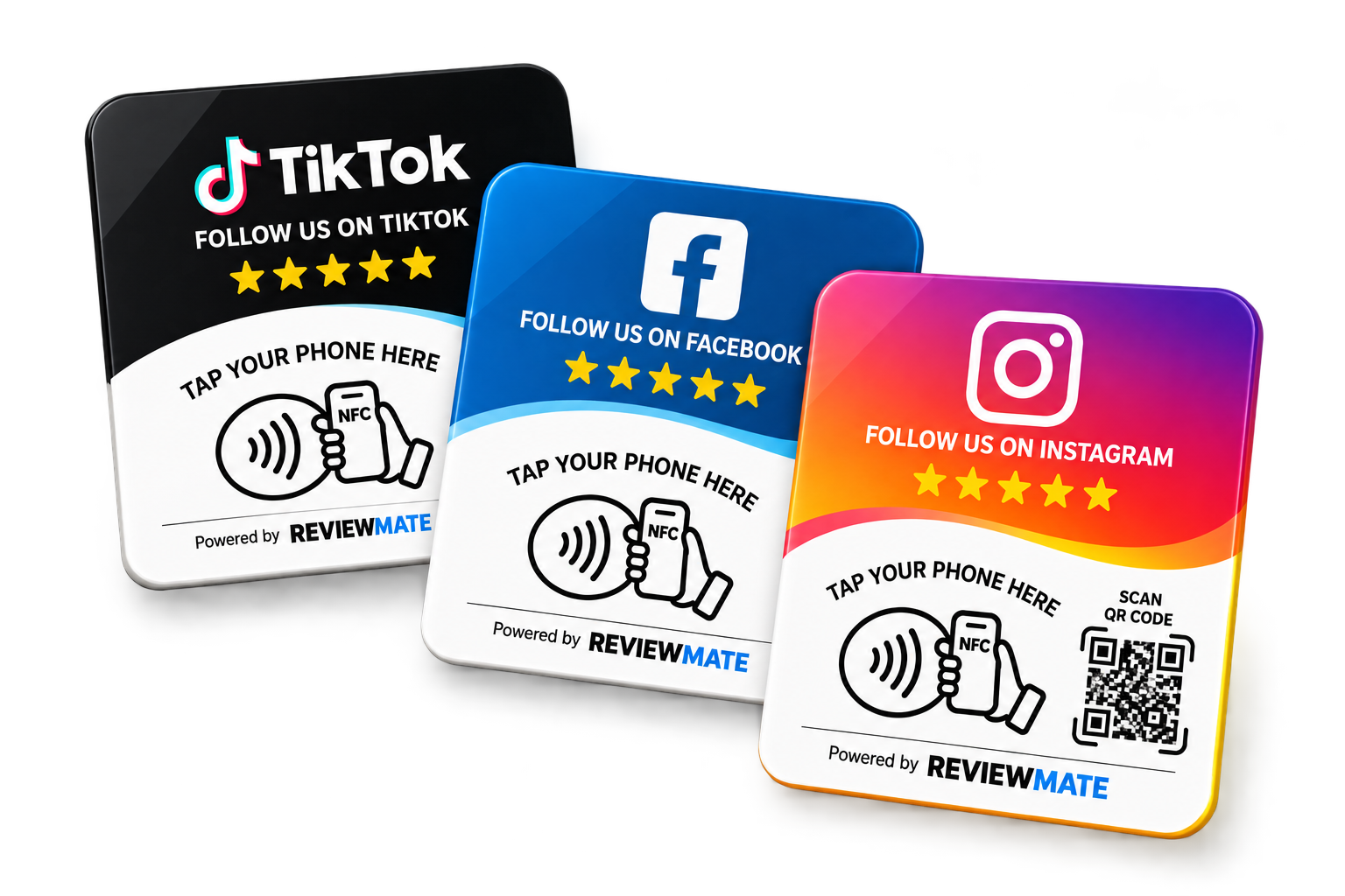 Black NFC Social Media Sticky Card by Review Mate